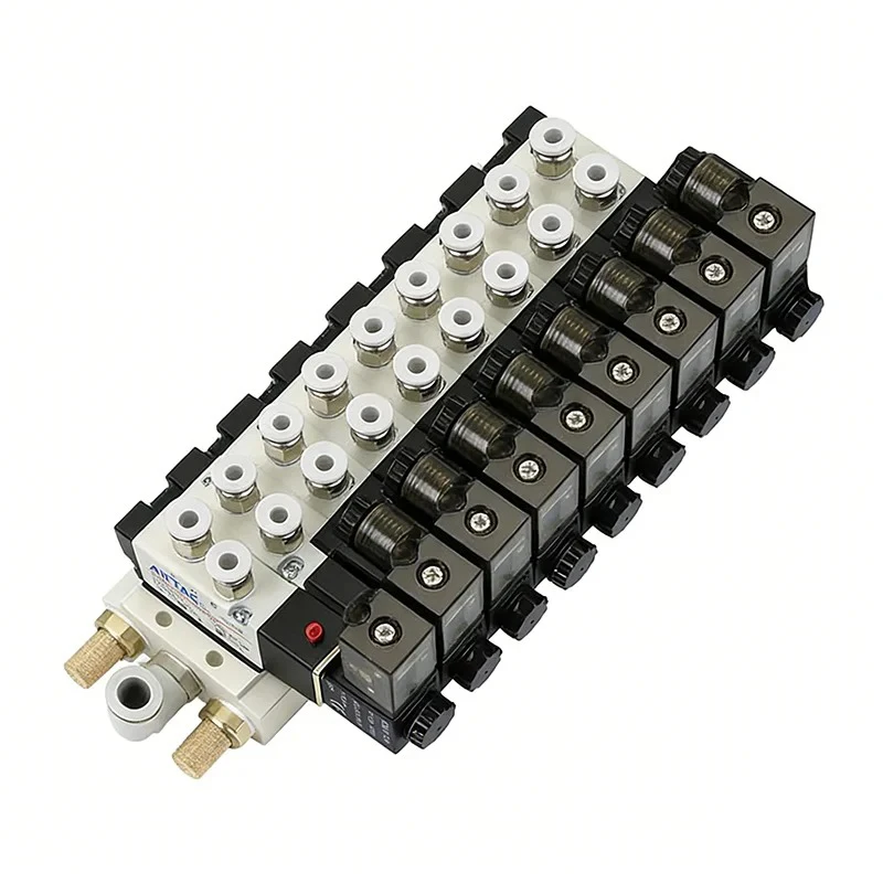 Solenoid Valve Multi-way Combination4V110-06 Manifold Stations DC12V 24V AC220V with Fittings 5 Port 2 Position Solenoid Valves