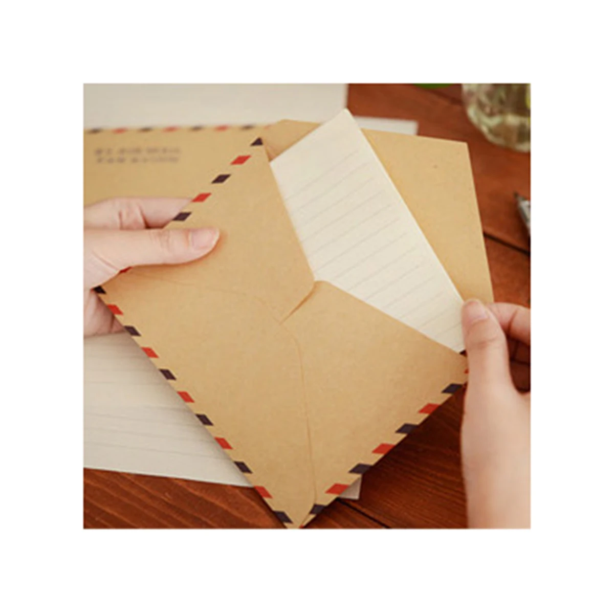 10 pçs envelopes retro marrom vermelho avião padrão papel kraft para armazenamento de cartões postais biodegradável reutilizável