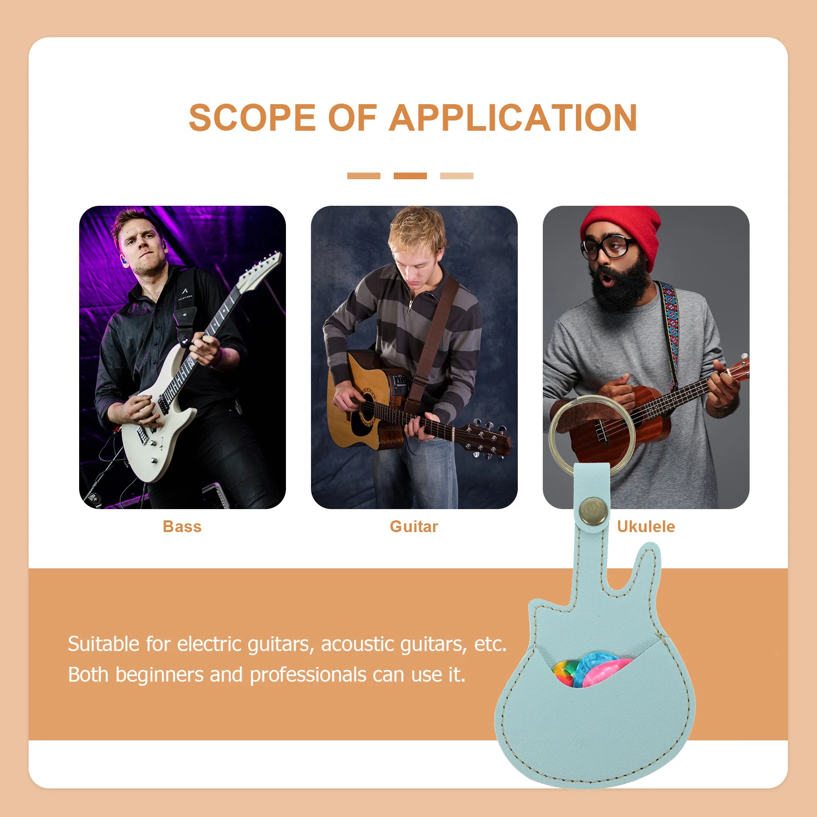 

Pick Storage Bag Guitar Case Picks Holder Pouch Organizer Portable Plectrums Pu