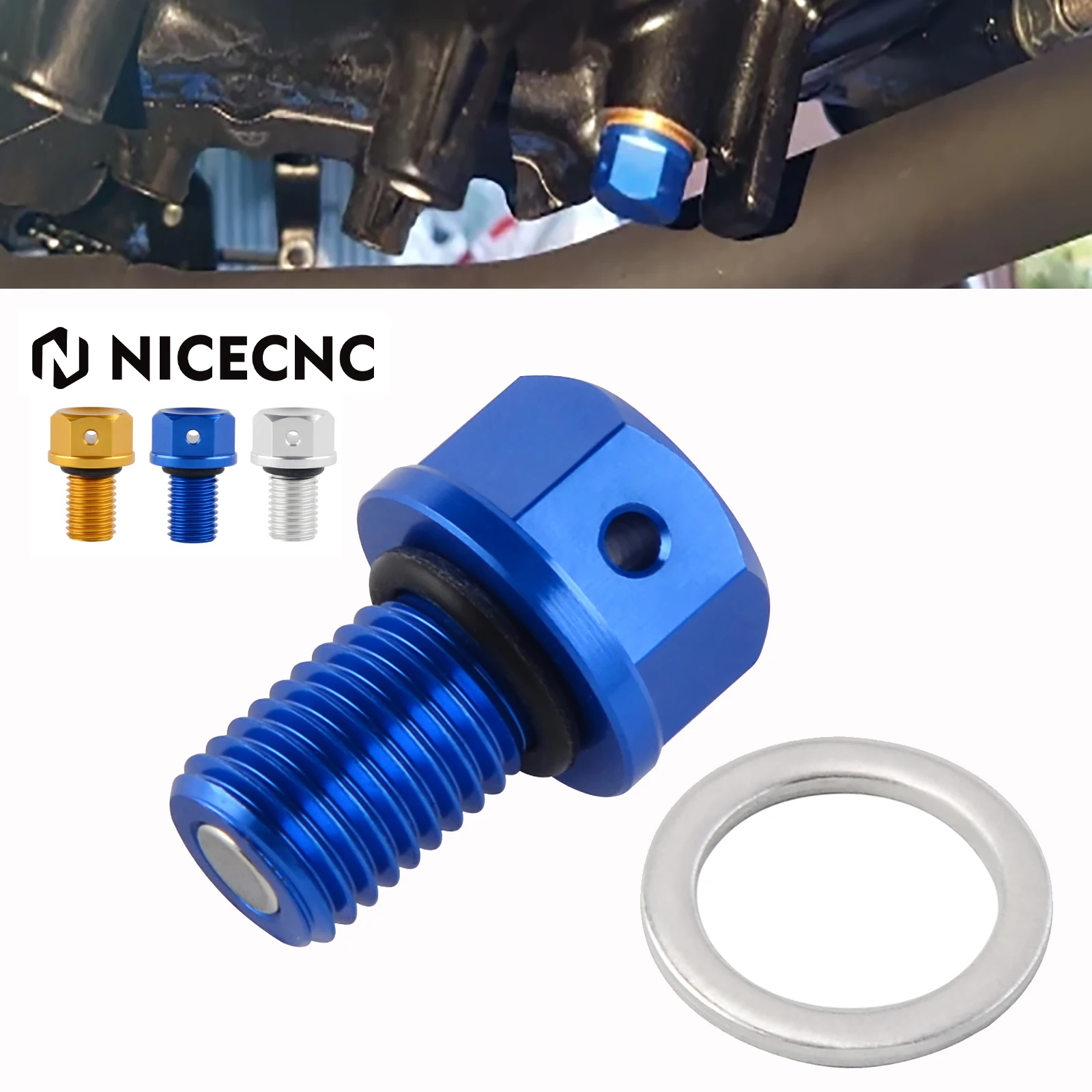 

M10x1.25 Oil Drain Bolt Screw For Yamaha YZ125 YZ250 YZ250F YZ450F YZ125X YZ250FX YZ450FX WR250F WR450F Suzuki DRZ400S/E/SM