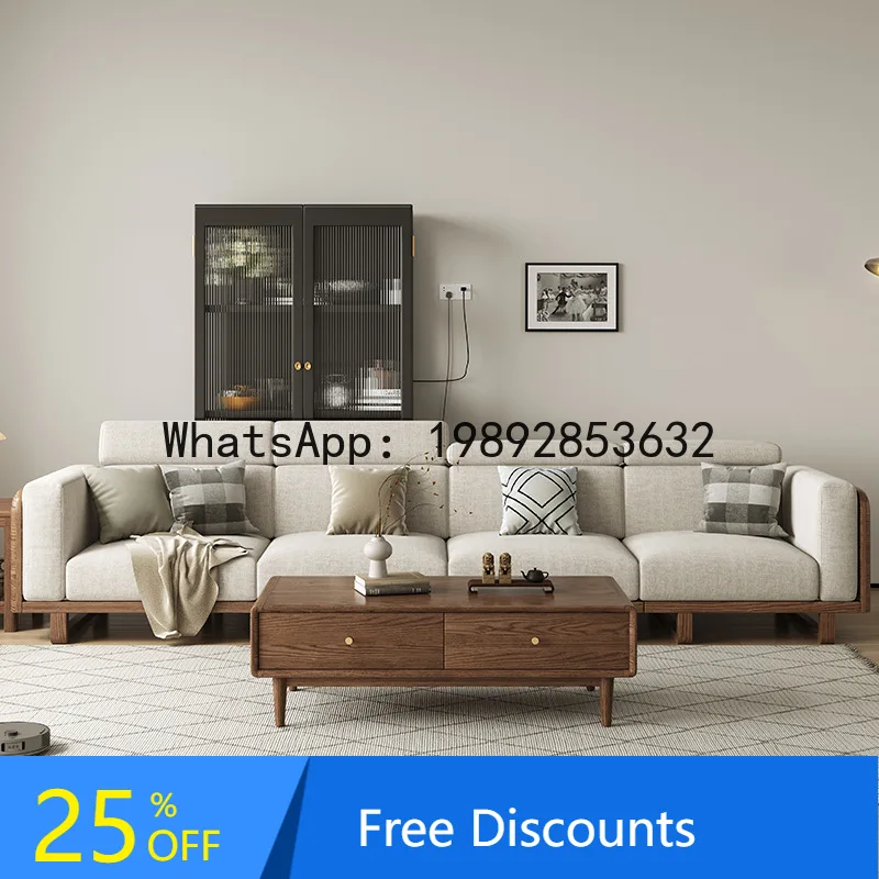 

YFY Nordic Style Solid Wood Sofa New Chinese Style Ash Wood Fabric Sofa Simple Large and Small Apartment Living Room