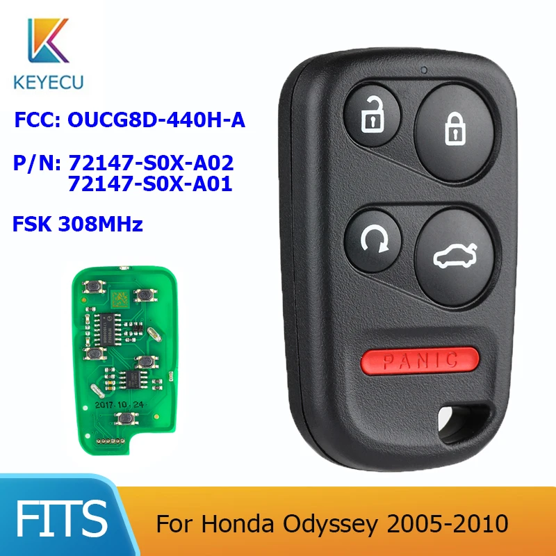 

KEYECU FSK 308 МГц FCC: Φ 5 кнопок для Honda Odyssey 2005 2006 2007 2008 2009