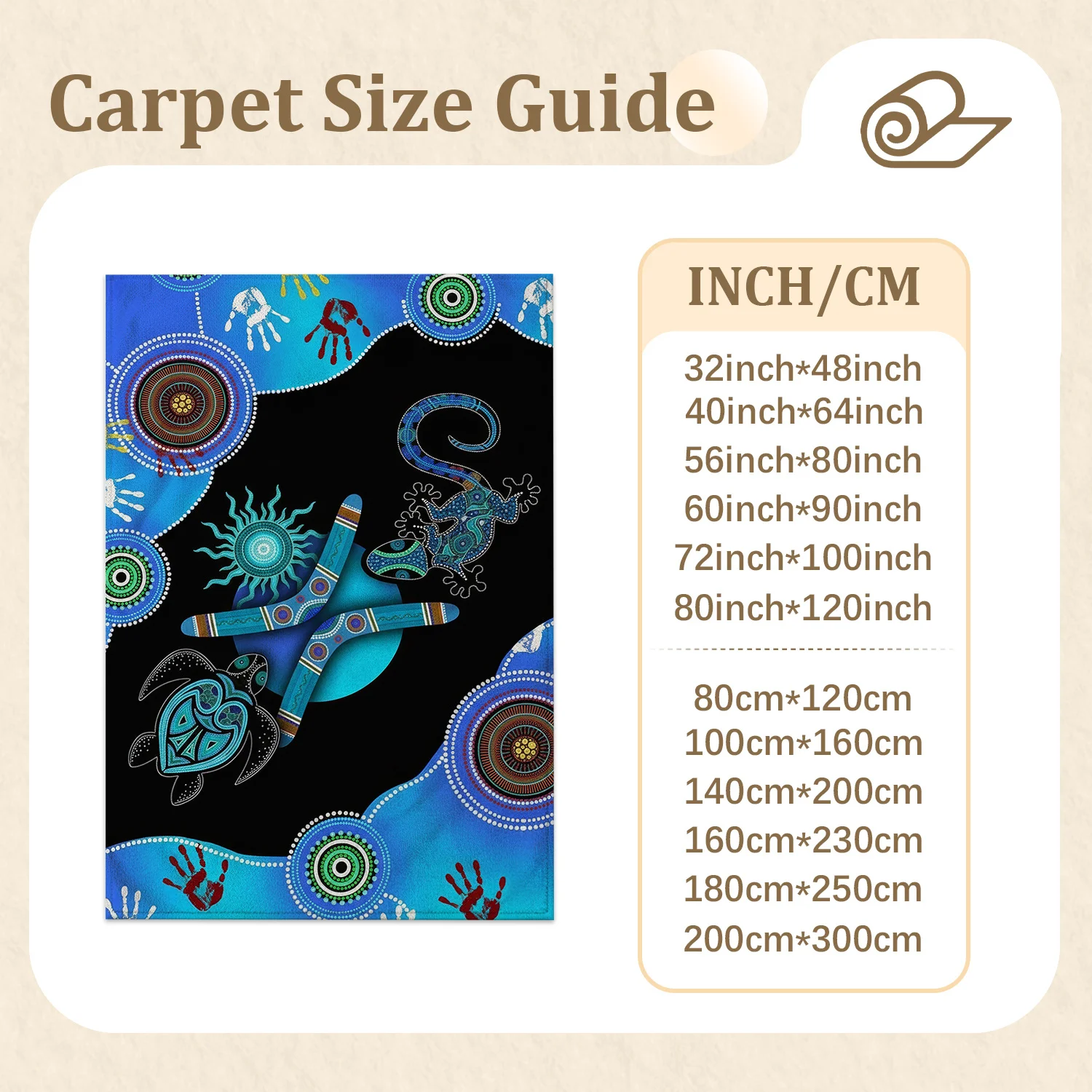 Large Indoor Area Rug, Soft Velvet Low Pile Non-Slip Dotted Backing Machine Washable, Aboriginal Dot Art Black Blue Turtle Lizard Decor for Living Room Bedroom