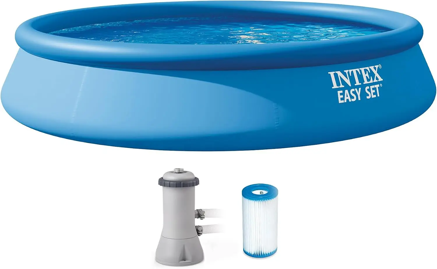 

28157EH Easy Set Inflatable Swimming Pool Set: 15ft x 33in – Includes 530 GPH Cartridge Filter Pump – Puncture-Resistant Materia