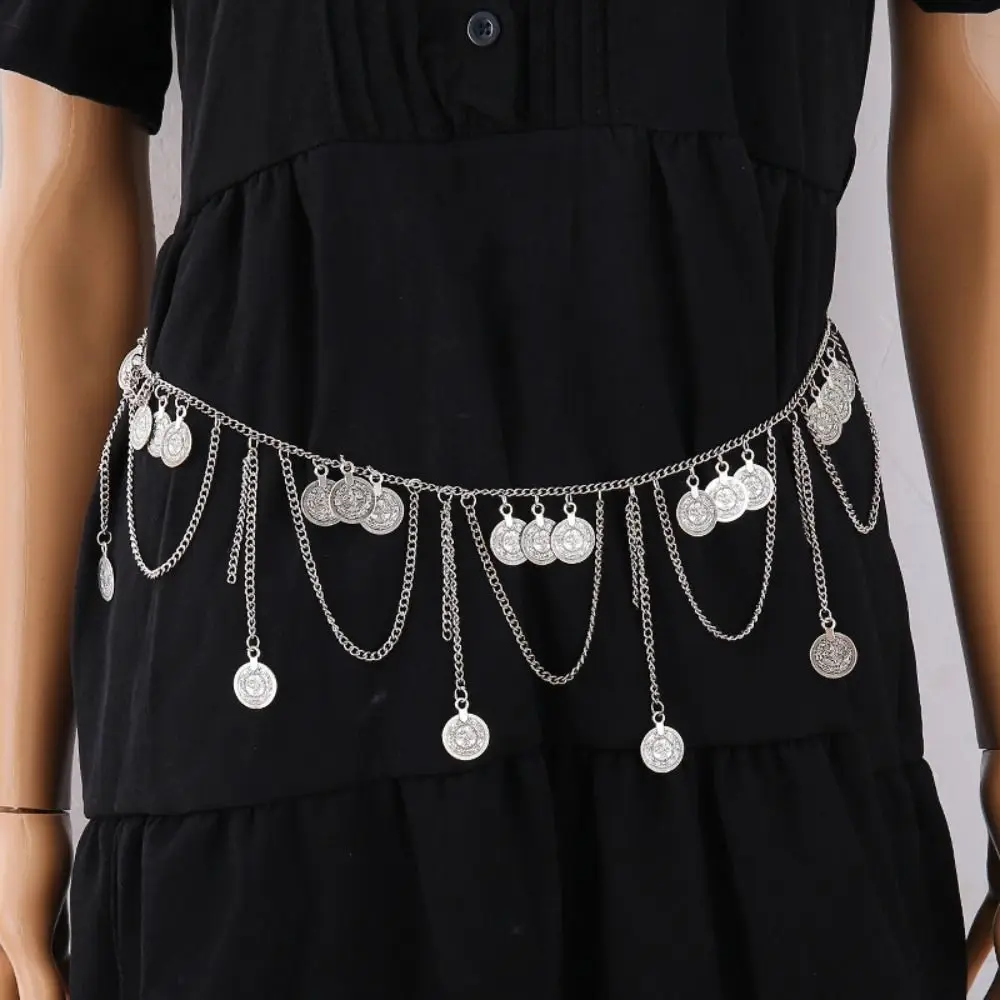 Vintage Coin Pendant Metal Body Chain Jewelry Belt Tassel Waist Chain Bohemian Style Waist Jewelry Belly Dance Body Chain Beach