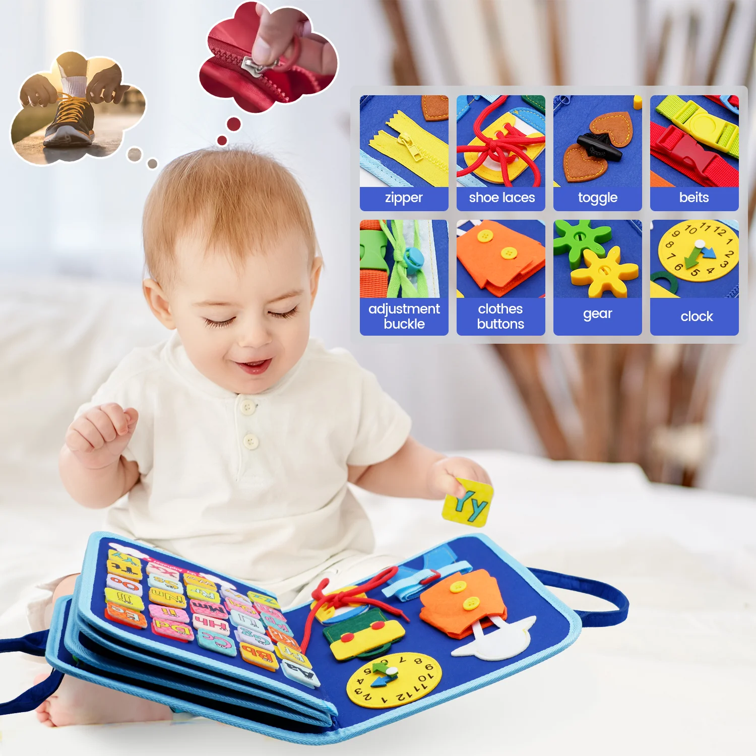 Montessori Busy Board Toys For Toddlers Busy Book For Fine Motor Educational Learning Activities With Life Skills Sensory Toys