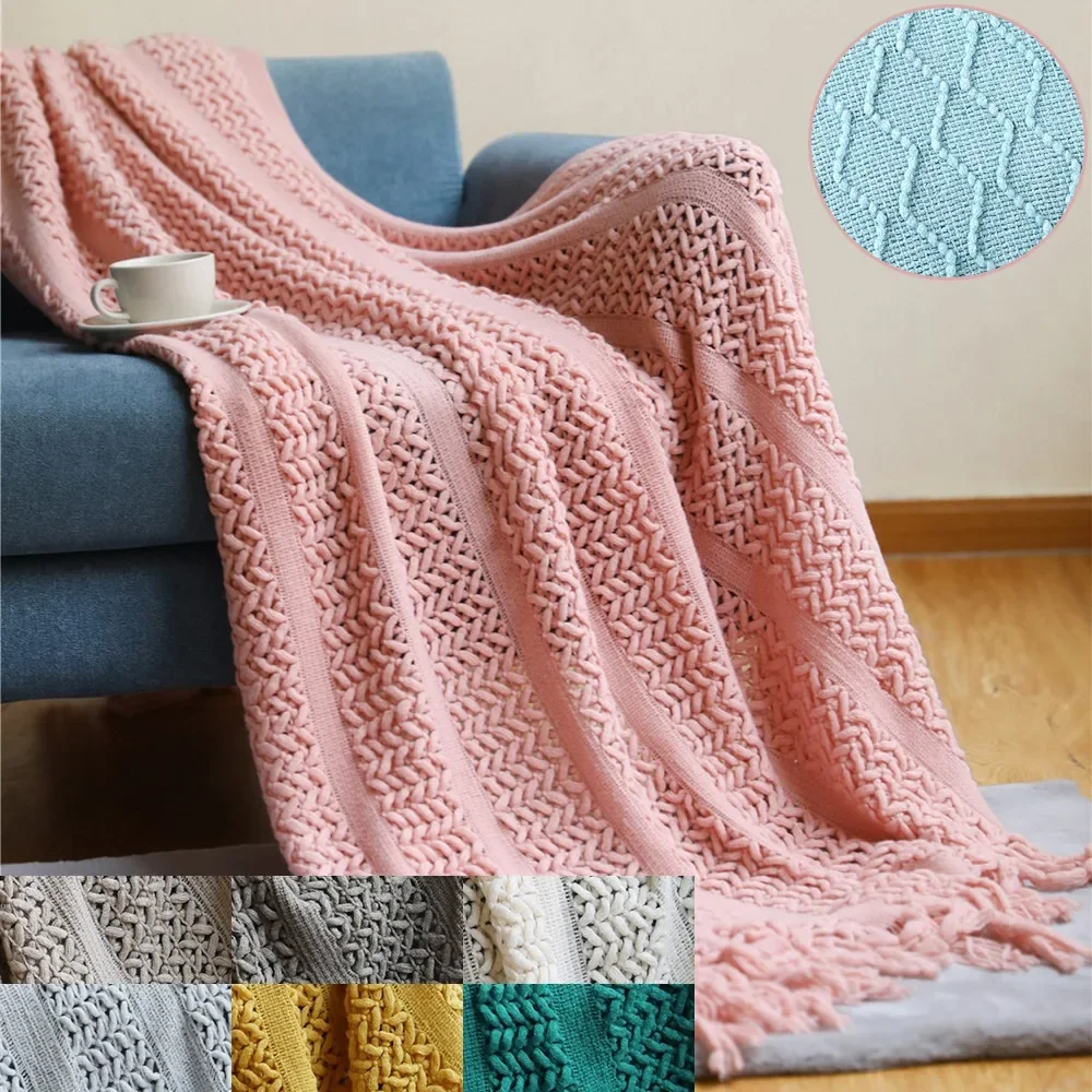 Chunky Knit Sofa Hotel Blanket Hollow/diamond Blanket Bed for Beds Laying A Blanket HomeDecoration  미드센추리