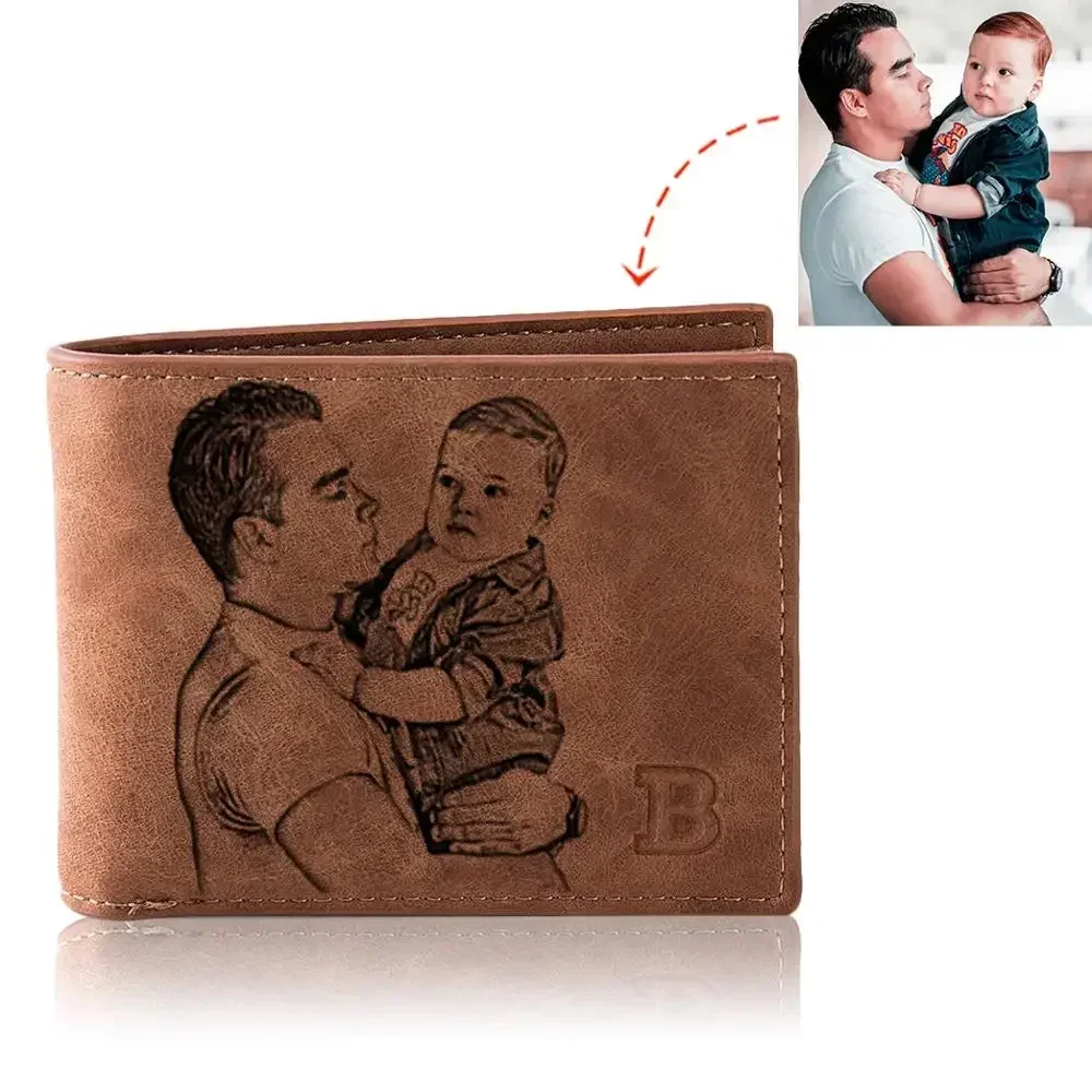 Dompet Foto Pria Personalisasi CEXIKA - Gambar & Teks Ukiran Kustom, Hari Ayah Ideal, Hadiah Ulang Tahun untuk Suami