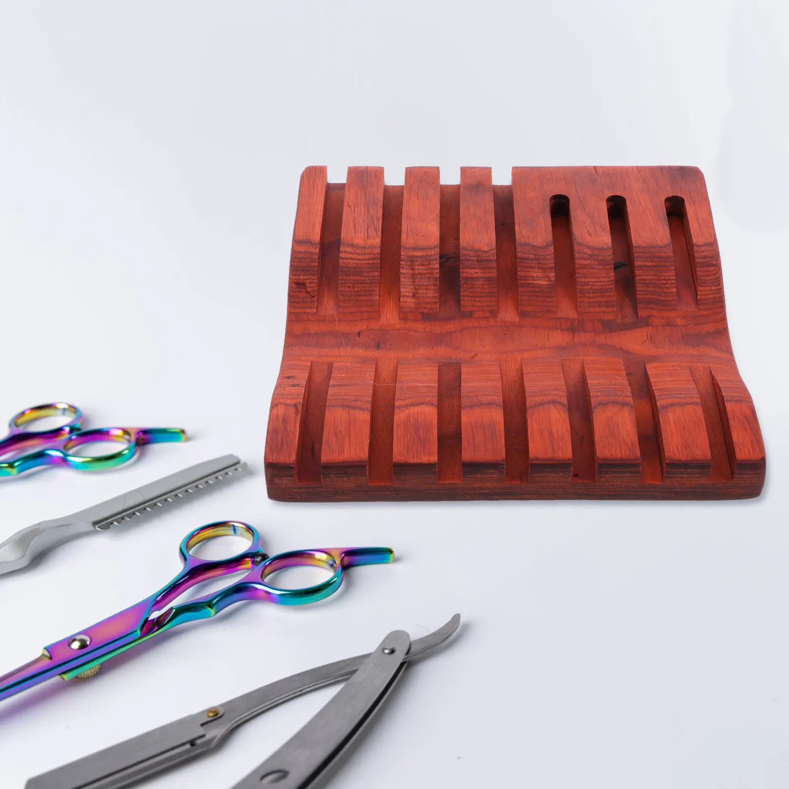 1Pcs Hair Scissors Storage Box Wooden Hairdressing Tools Rack Salon Supplies Scissors Organizer Display Stand Multi-Function Box