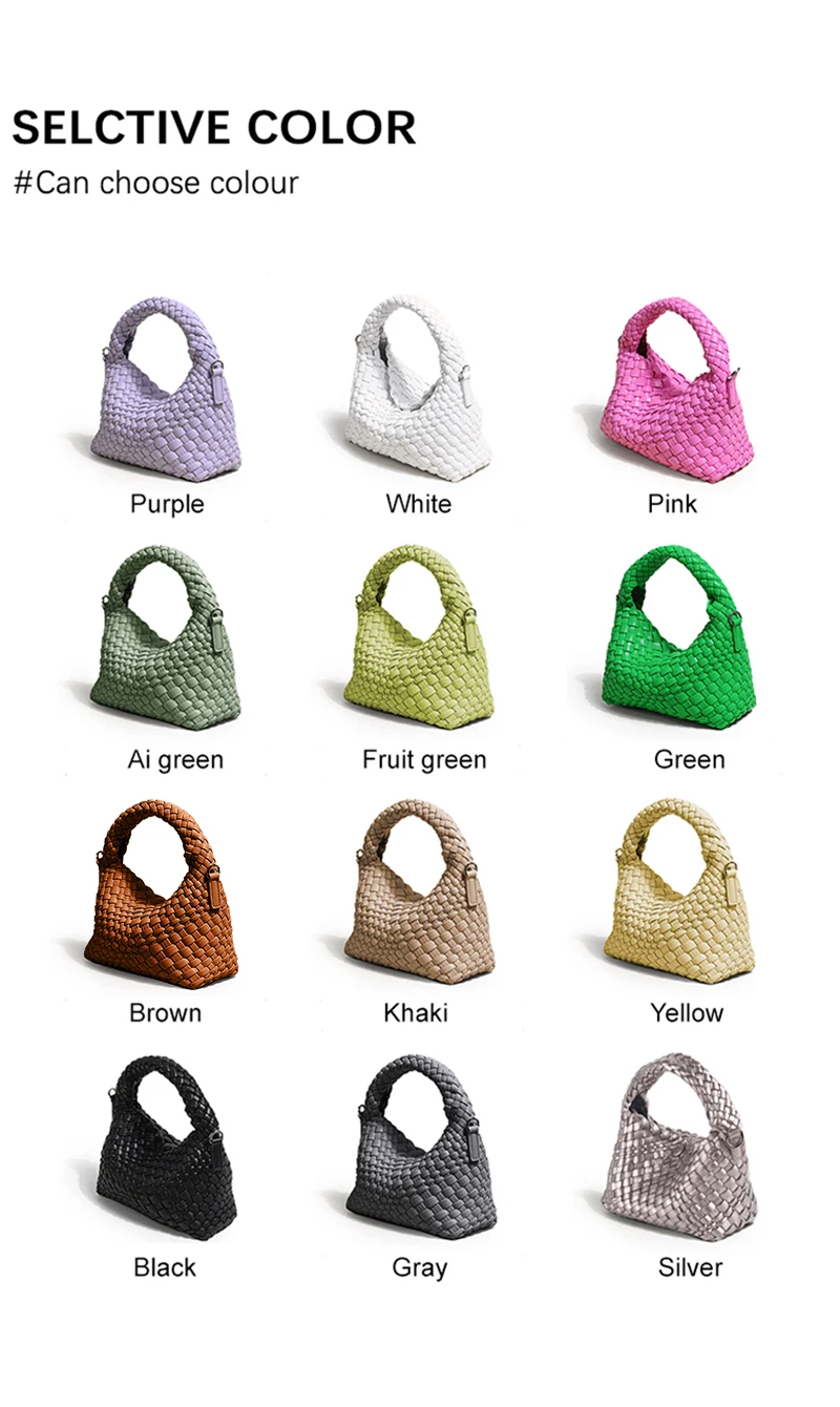 LIKEBAG Ladies Hand Braided Bag Underarm Bag PU Leather Braided Lunch Box Bag Handheld Shoulder Women Woven Messenger Bag