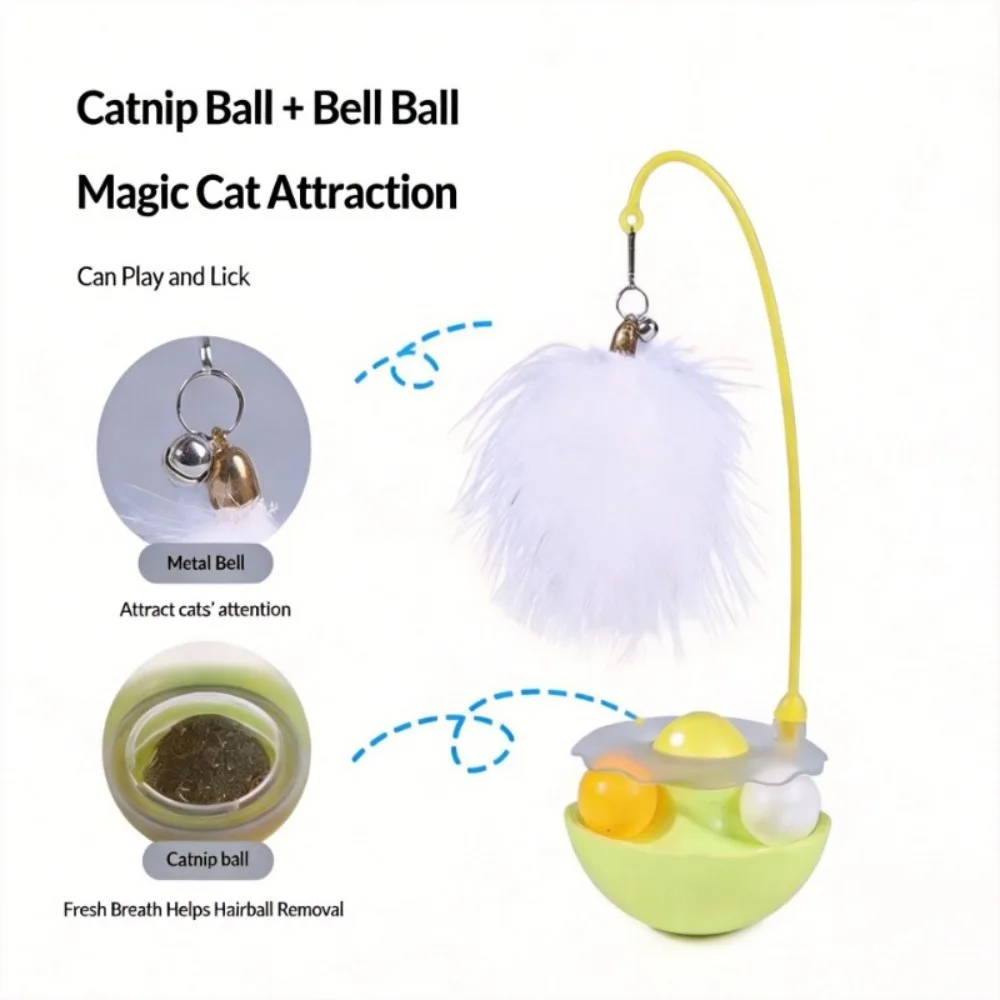 Cat Toy Teaser Wand Self Entertaining Boredom Relief Mint Ball Bell Cat Pet Supplies Interactive Plaything for Kittens view 2