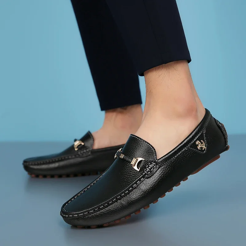 Men\'s Leather Shoes Drving Shoes Soft Comfortable Slip on Office Man Formal Shoes Wedding Party Casual Shoe Breath Lazy Loafers