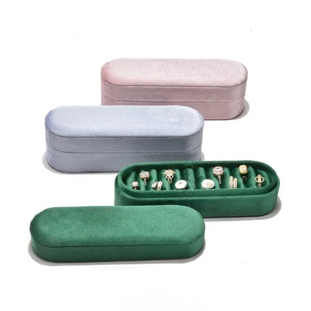 Lid Velvet Jewelry Display Tray Dust-proof Handmade Jewelry Storage Holder Case Extra Soft Multiple Compartments