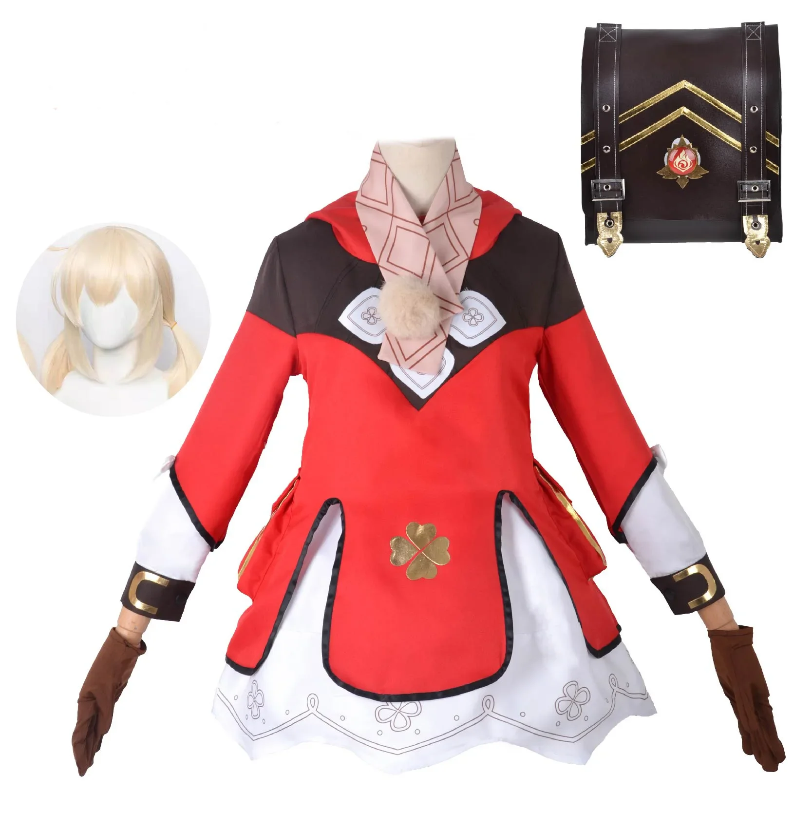 Genshin Impact Cosplay Klee kostiumy gra Cosplay Anime Klee śliczna czerwona sukienka Lolita odzież peruka impreza z okazji Halloween dla kobiet dziewczyna