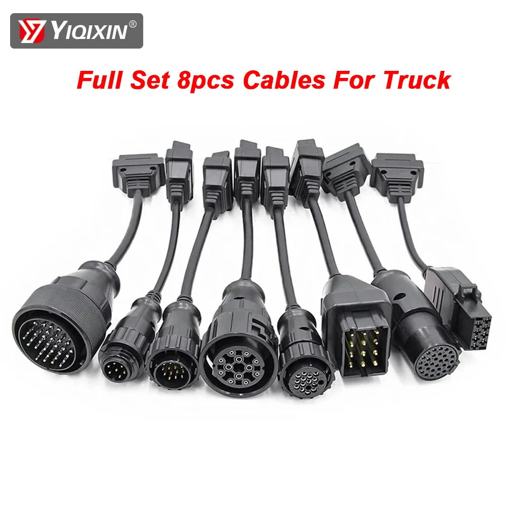 

Полный комплект из 8 кабелей для грузовиков, OBD2-кабель-конвертер для Renault/Volvo, адаптеры для грузовиков с полной активацией контактов, диагностический соединительный кабель