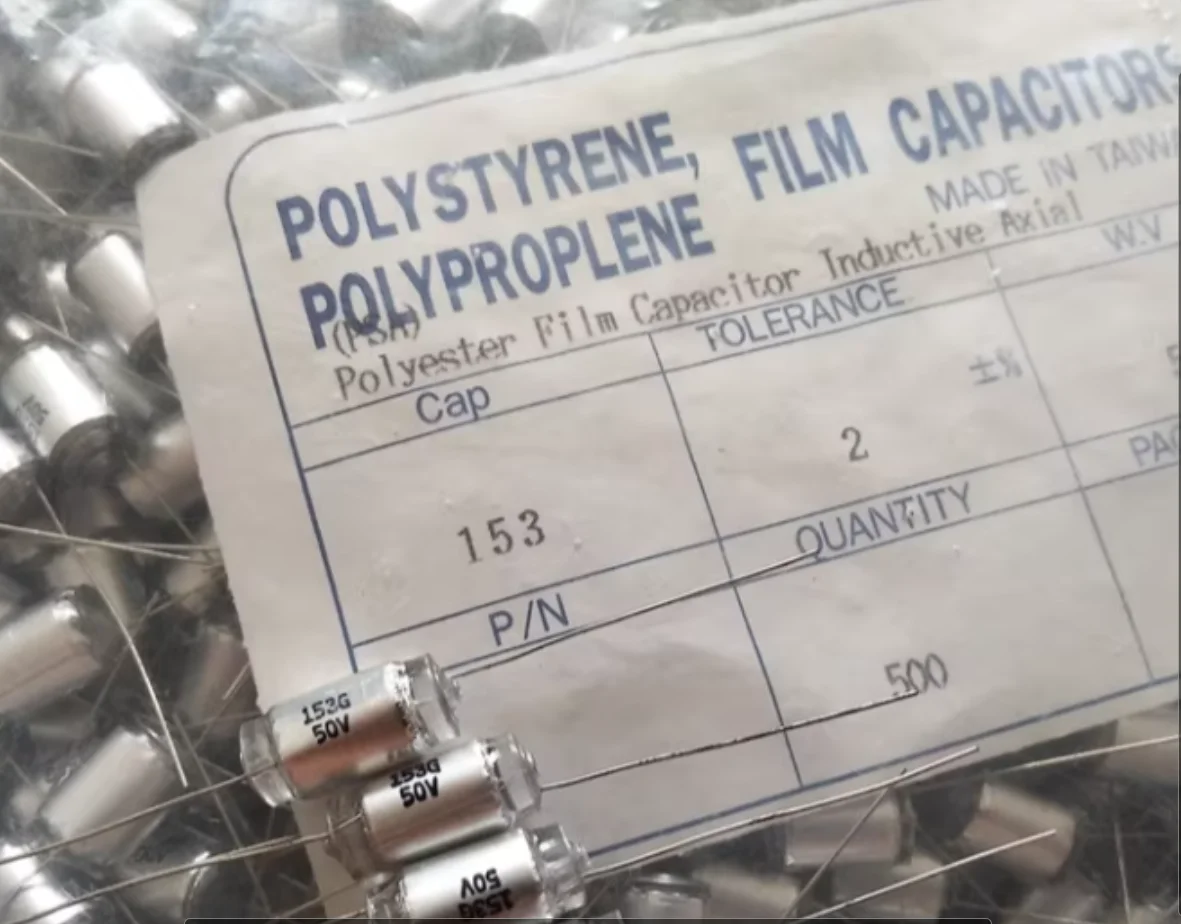 20pcs/ lot - Polystyrene film capacitors, 15000PF, 22000PF, 50V, 0.015UF, 153G, 223G. High-precision axial non-linear type