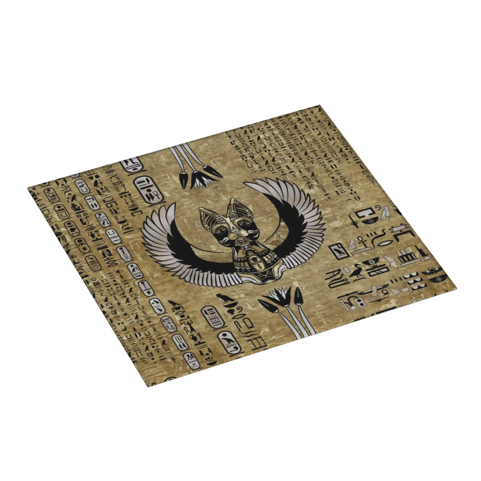 Hieroglyphs Bastet Non Slip Kitchen Counter Protector Mat Barware Tableware Reusable Egyptian Goddess Drying Mat For Kitchen