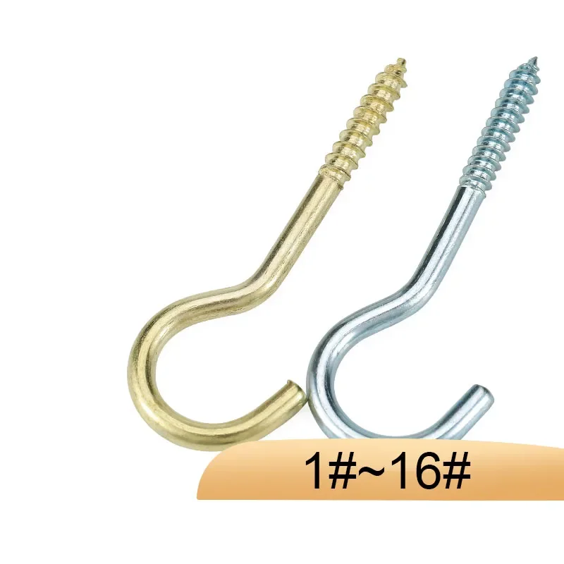 1~30Pcs Copper Plated/Blue Zinc Self Tapping Screws 1#~16# Hooking Hook Ring Screw Open End Goat's Eye Screws Light Hooks