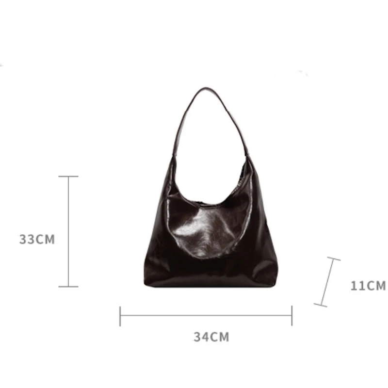 Soft PU Leather Underarm Bag Vintage Wine Red Ladies Shoulder Bag Commuter Large Handbag Women's Versatile Minimalist Tote Bag image 6