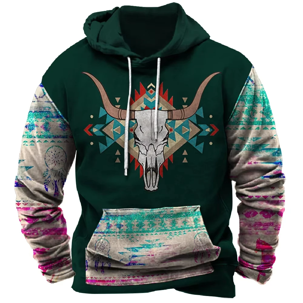 Hot Fall And Winter Men's Clothing 3d Printed Men's Route 66 Pattern Hoodie Men Loose Casual Trend Retro Fashion Hoodie