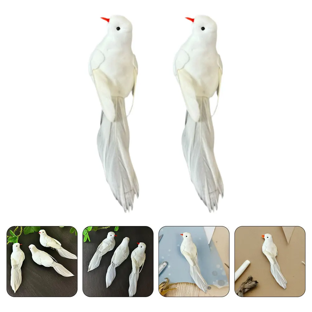 

6Pcs Artificial White Dove Feathered Birds Realistic Simulation for Holiday Decorations Wedding Crafts Home Decor