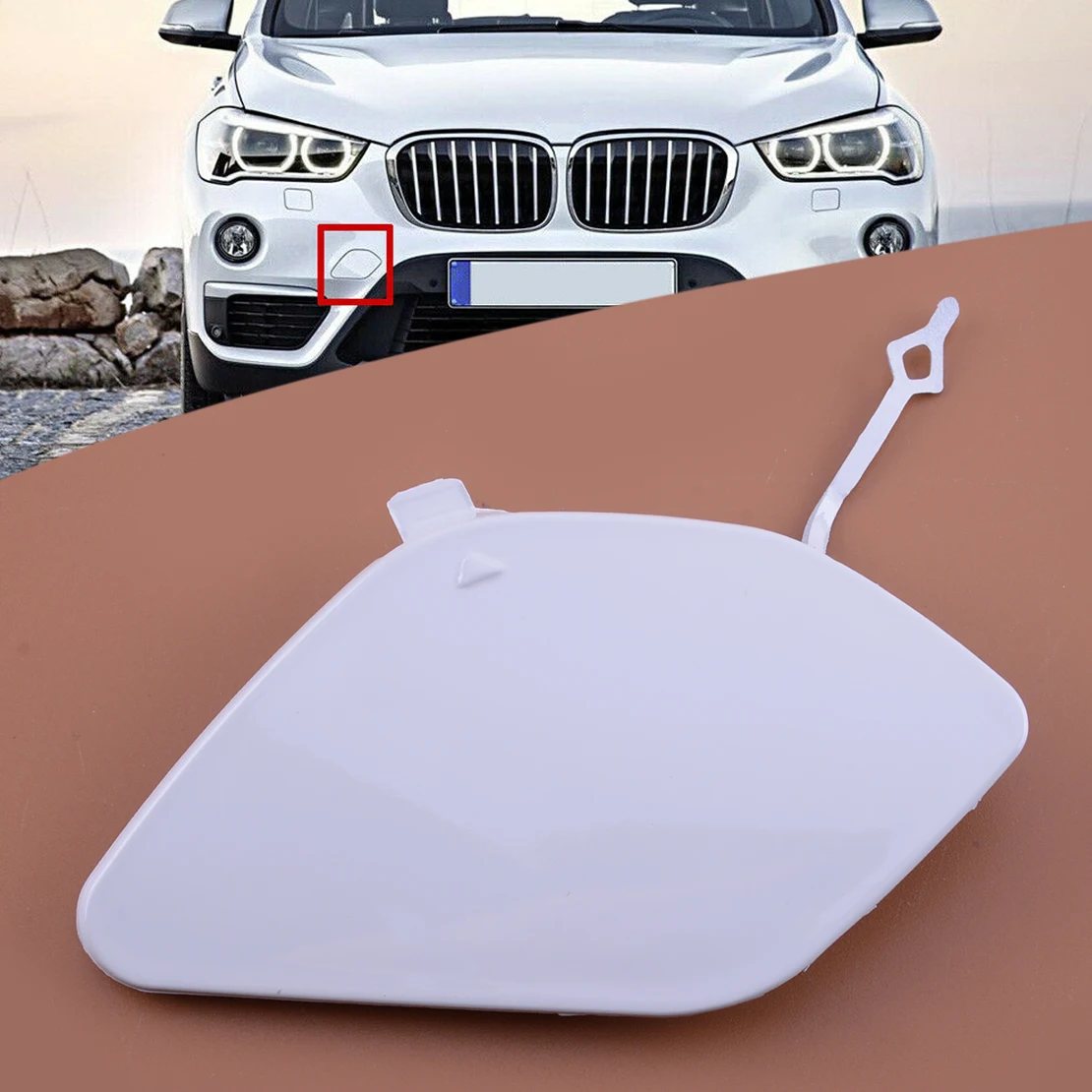 Front Bumper Tow Cover Hook Eye Cap Trim 51137361220 Fit for BMW X1 F48 18dx 18i 20dx 20ix 25dx 25ix 28ix 2019 2018 2017 2016