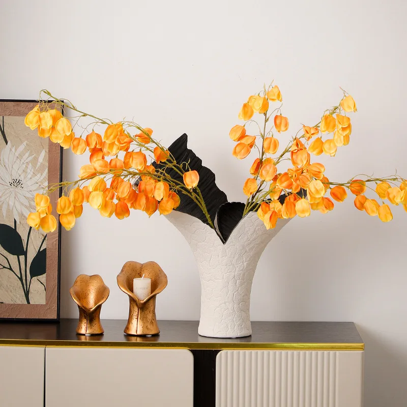 Italian Style Light Luxury Vase Black Gold Art Living Room Foyer Creative Abstract Large Ornament Villa Hotel Desktop Decoration