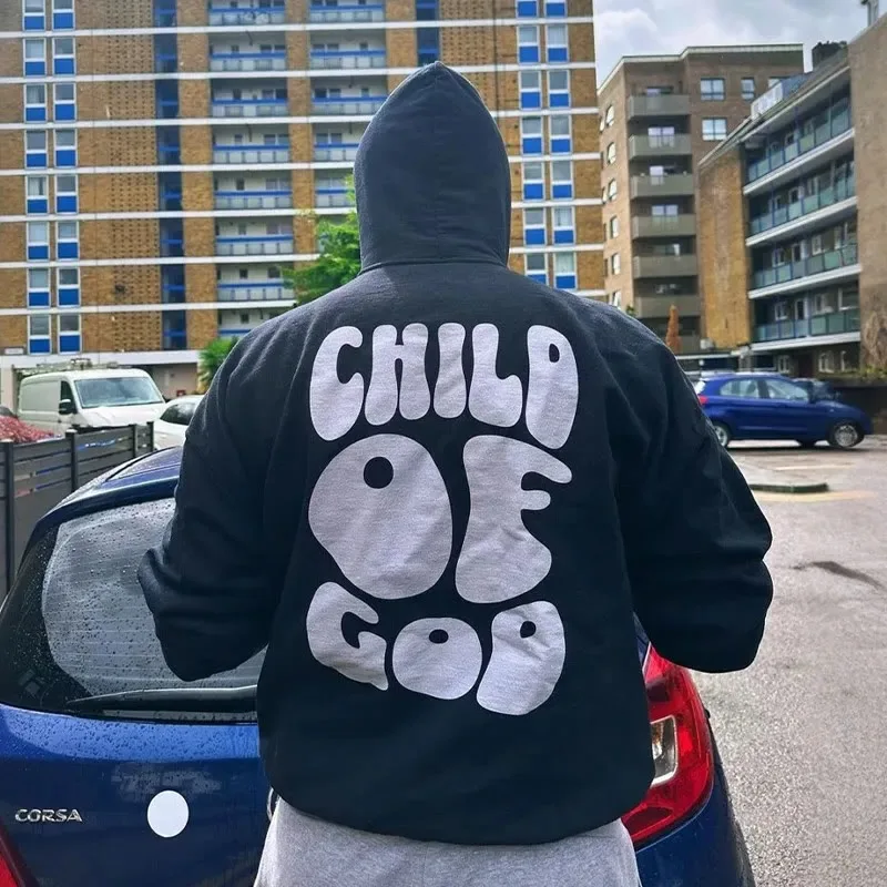 

2025 Autumn and Winter 100% Cotton Child of God Print Hoodie High-end Luxury Is for Both Men and Women Top Y2k