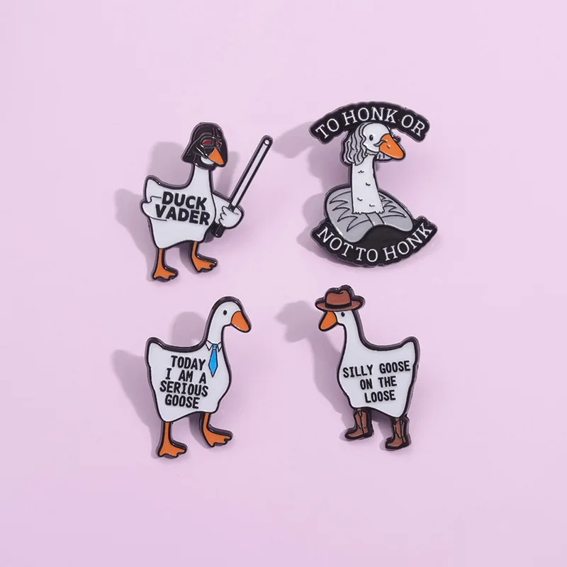 Cartoon Duckling Large White Goose Enamel Pin Cute Animal Badge Creative Design Wear Hat Lapel Brooch Jewelry Gift Wholesale