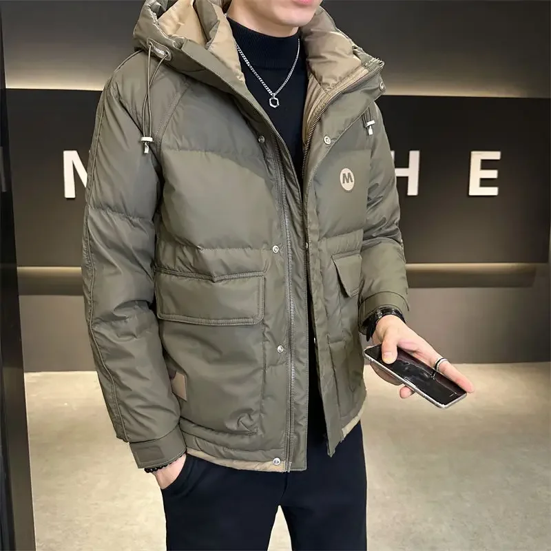 Chaqueta de plumón con capucha para hombre, abrigo militar grueso con cremallera, cortavientos a prueba de viento, acolchado suelto, Canadá, Invierno