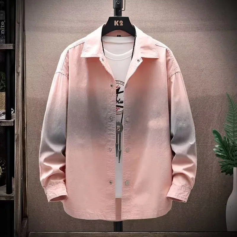 

Long Sve Свободная мужская одежда irt Youthful Summer Faion Защита от солнца Верхняя одежда Stand Fit Цвет Тканая ткань Чистый цвет