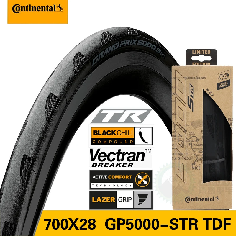 Continental-grand prix 5000, 700x2 5/32C, sin cámara, GP5000, STR