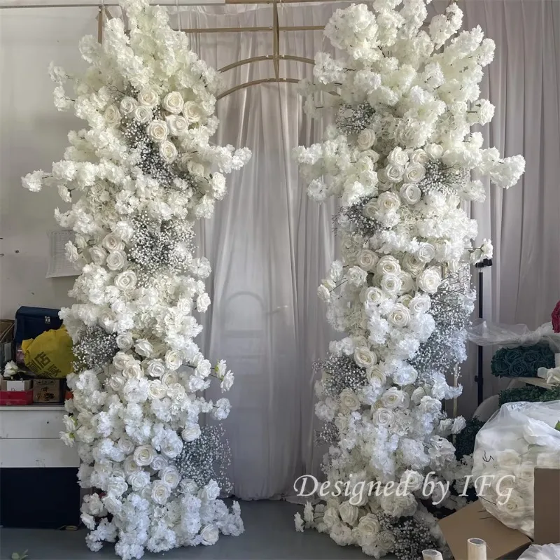 Hot Sale Artificial Flowers Bright Colors Factory Horns Arches Wedding Entrance Decor