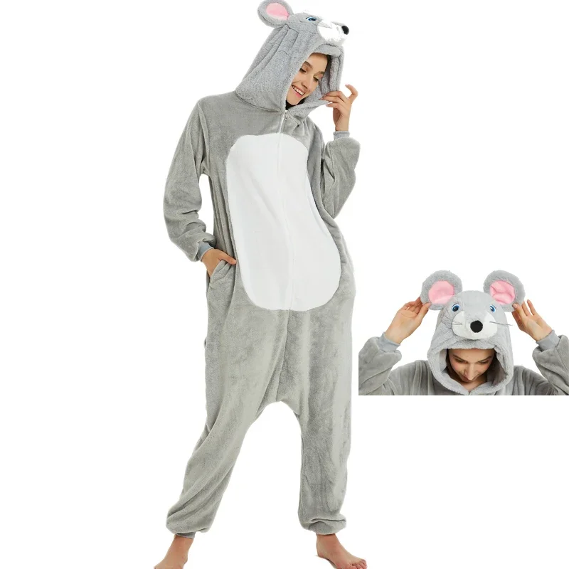 Mouse Footed Pajamas Adults Kigurumi Onesie Men Cosplay Costume Halloween Full Body Pijama Men One-Piece Sleepwear Christmas