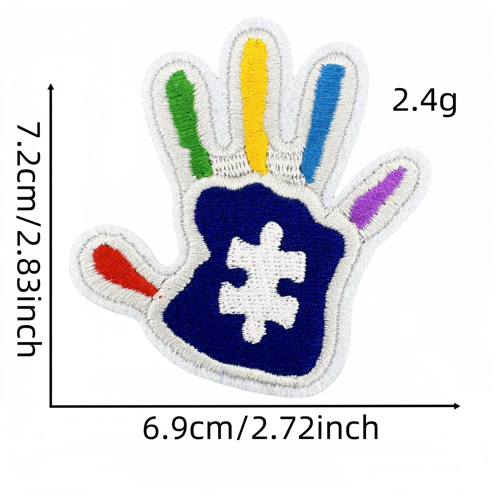 Autism Puzzle Patch Heart-Hands Decorative Iron-On - Multicolor Autism Puzzle Heart Hands – My Store main image 3