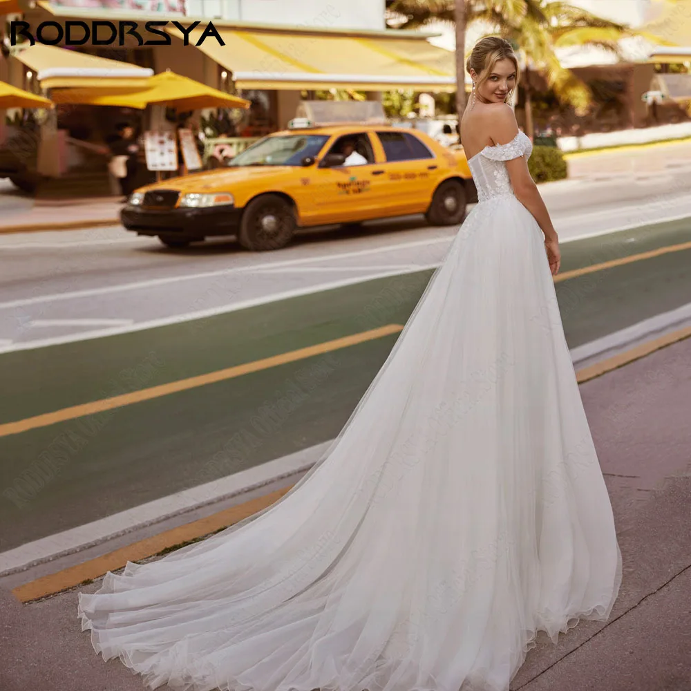 RODDRSYA Side Split Wedding Dress Sweetheart Off Shoulder A-Line Tulle Bridal Dresses Applique Custom Made Bridal Gowns 2024