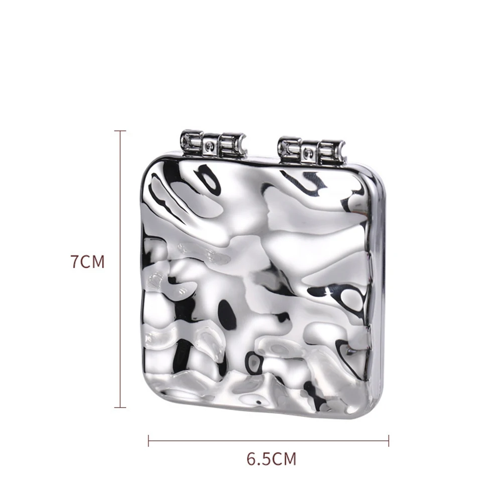 مرآة مكياج محمولة قابلة للطي على شكل قلب، مرآة سفر صغيرة بجيب صغير مع إغلاق مغناطيسي، مرآة لمستحضرات التجميل على الوجهين #5