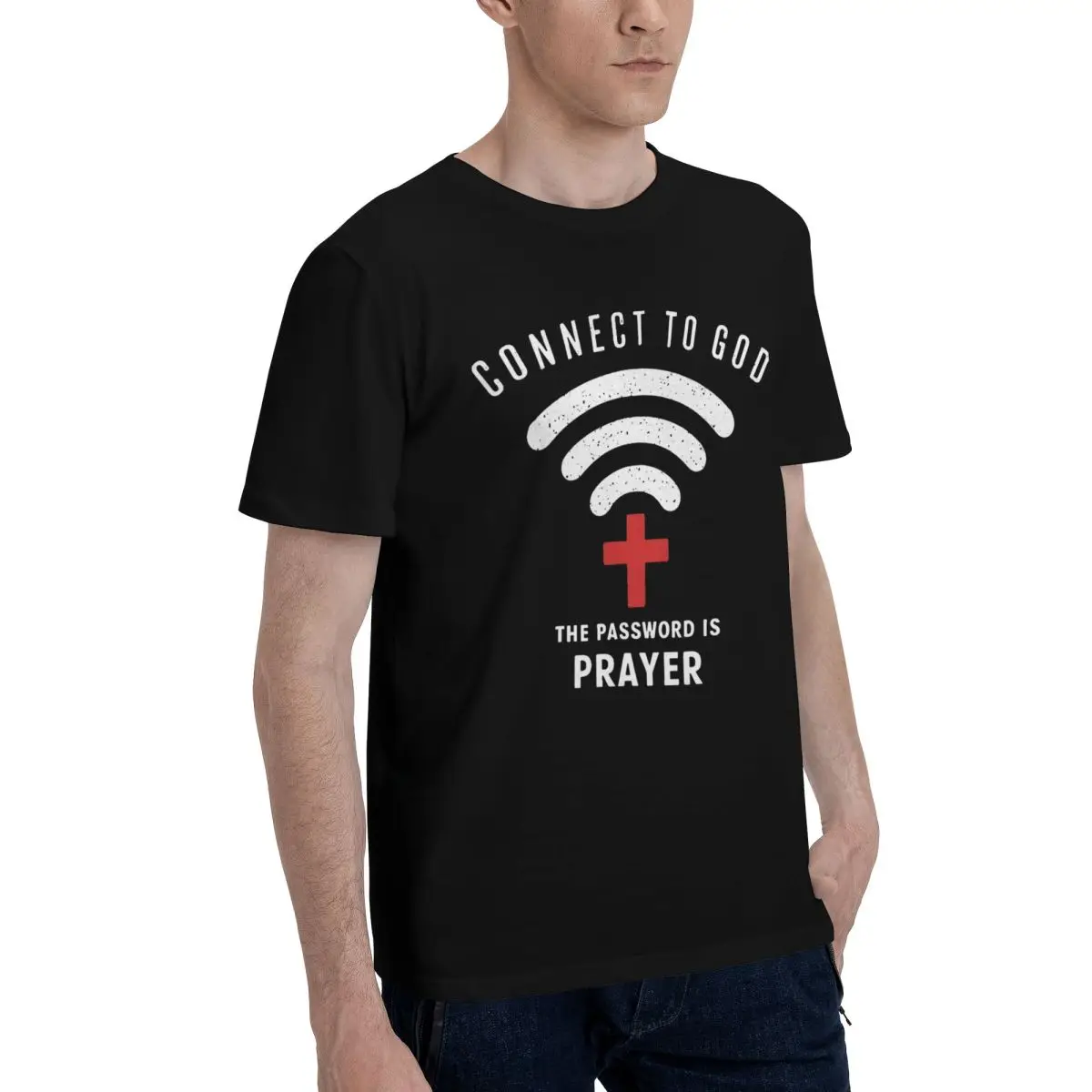 Connect To God Prayer WiFi Sports Champion Graphic Vintage Tshirt High quality Leisure Eur Size
