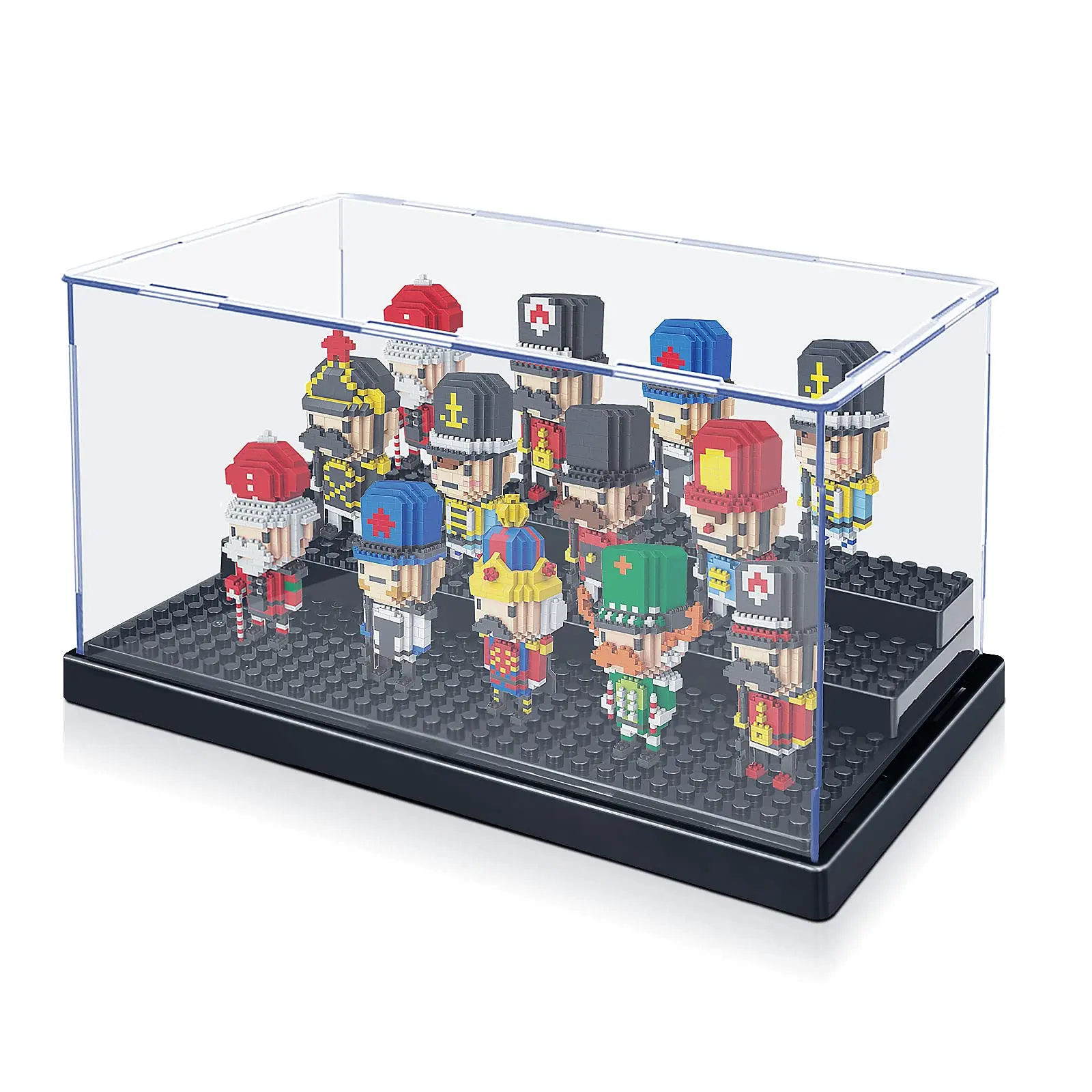 Display Case for Minifigures Action Figures Blocks, Display Box Storage Fit for Lego Minifigure for Building Assembly Toy Model