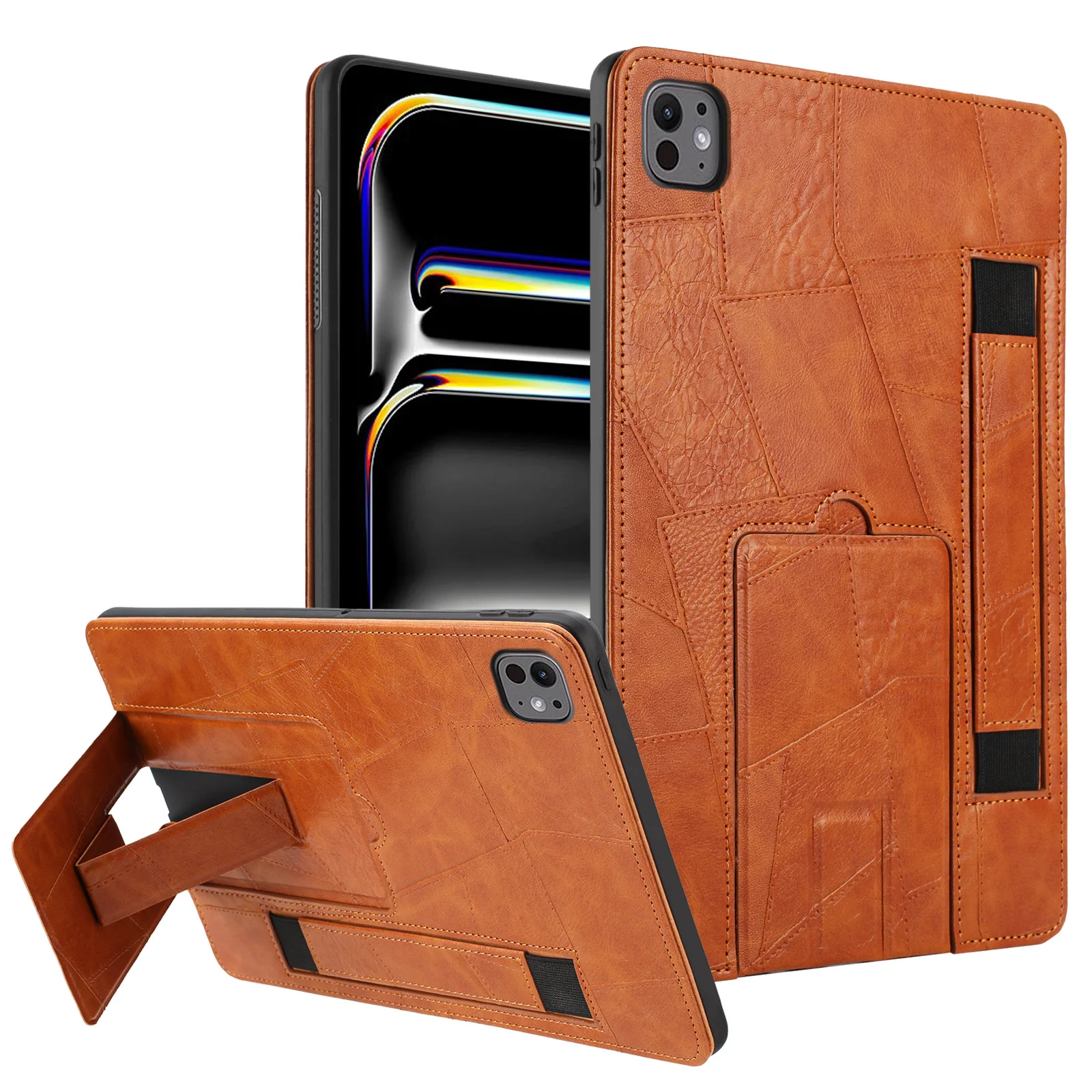 Vintage Business Multifunctional Tablet Case For iPad A16 11th 10th Pro 11 12.9 Air 4 5 6 13 MINI 6 7 Wrist Band Stand Cover