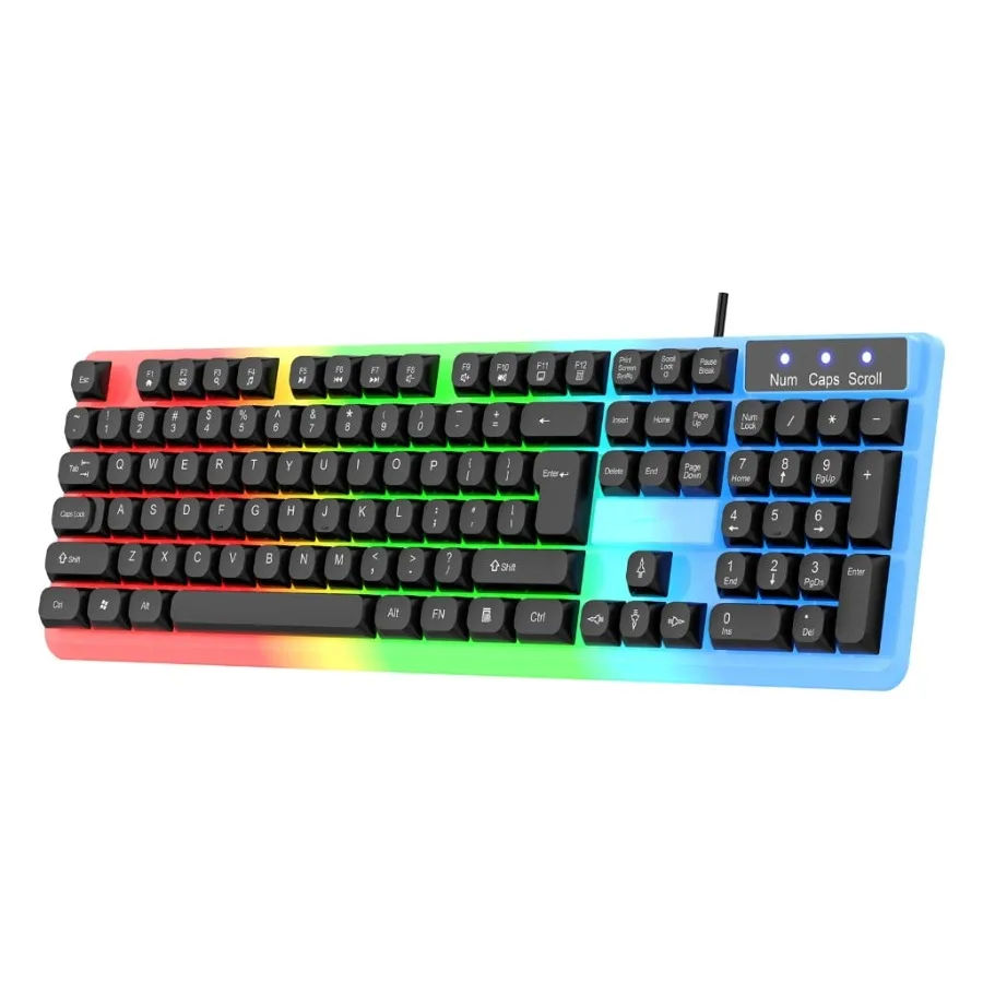 Corded Mechanical Gaming Keyboard 104 Keys LED Backlit for PC Home Office Use