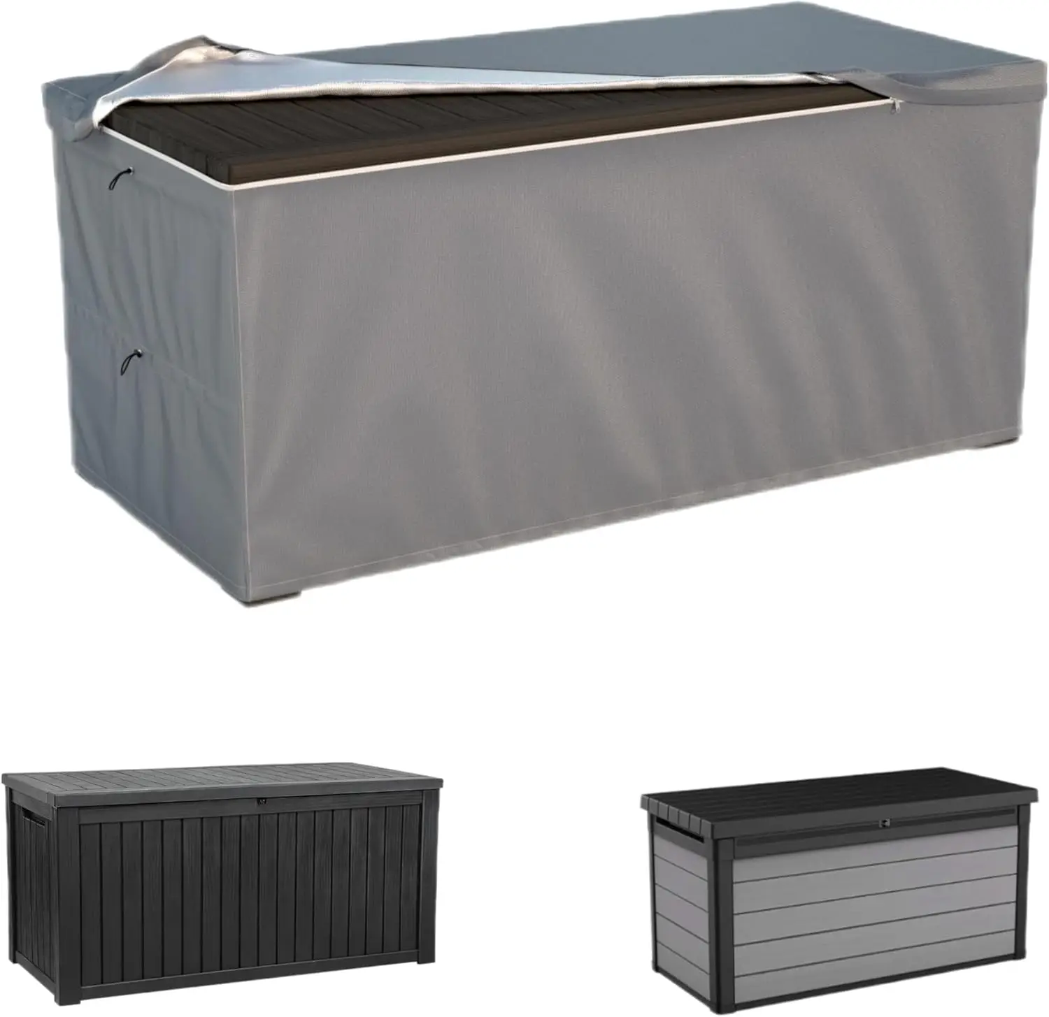 

Deck Box Cover - Outdoor Storage Box Cover 150 Gallon, Heavy Duty 600D Oxford Cloth Water And Dust Resistant, Size 63 x 30 x