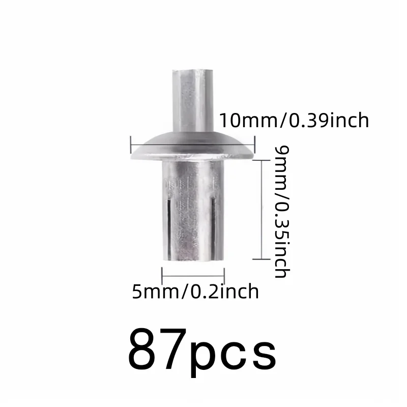 87 pcs 5*9mm Strike Core Expansion Rivets Expansion Lock Design, designed for Machinery Fastening, Multipurpose