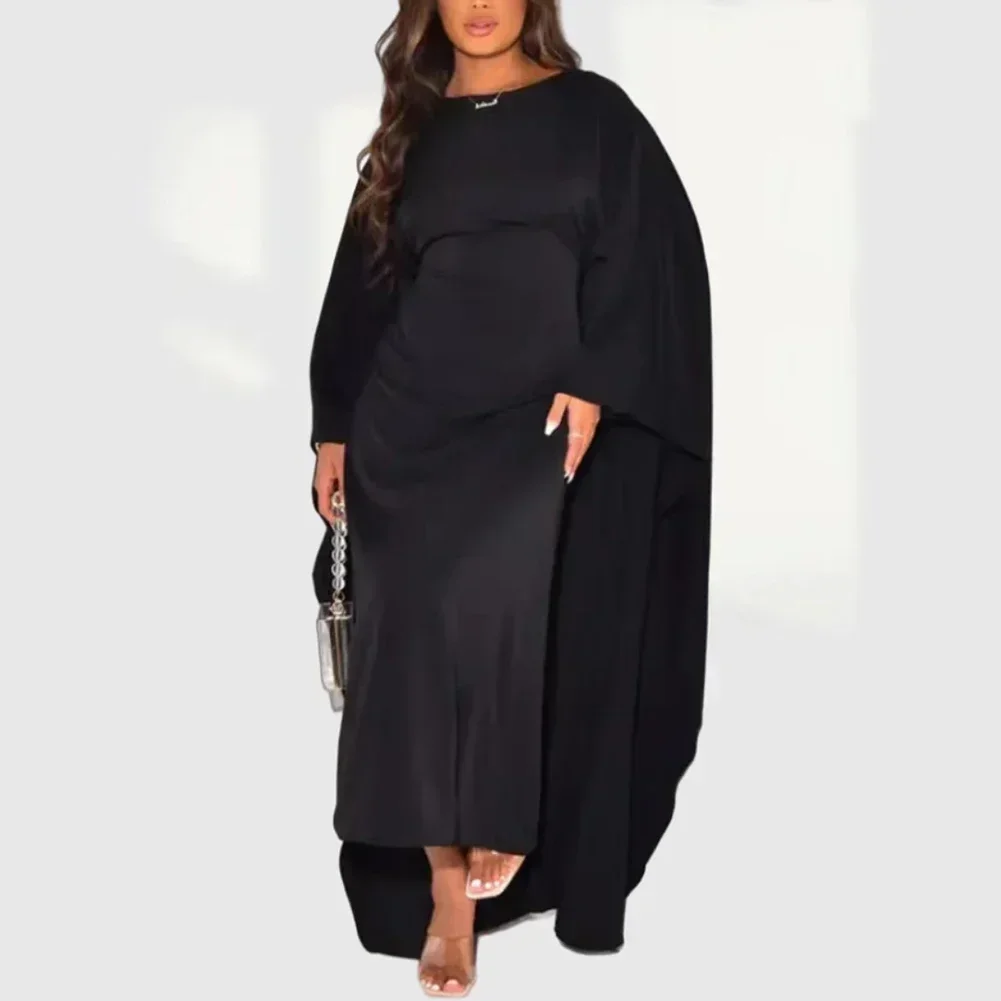 Women Dress 1pc Batwing Sleeve Casual Comfortable For Spring/Summer Long Dress Muslim Robe Oversized Plus Size