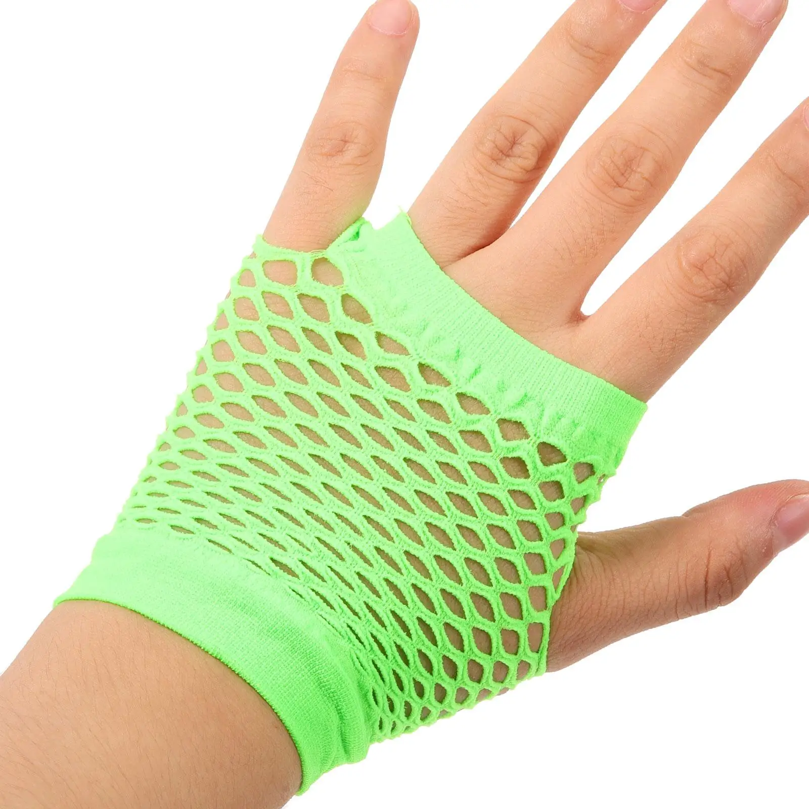 Kanten hoofdband Neon oorbellen Visnethandschoenen 80s Feestkostuums Lichten Groen Damesaccessoires Retrostijl Halloween Disco Gothic