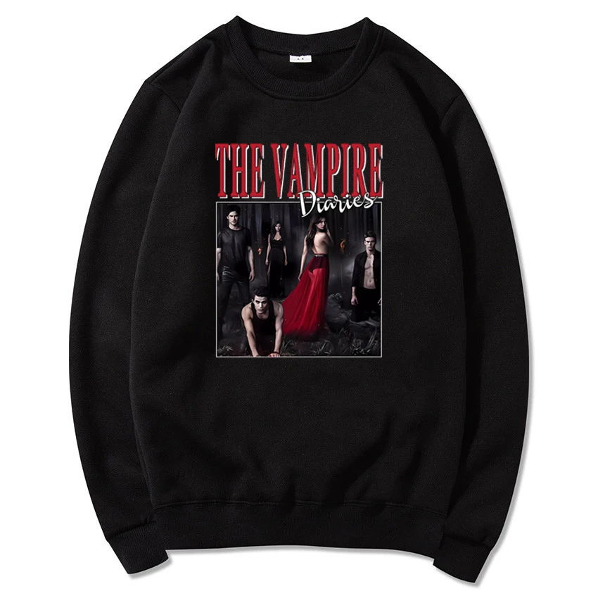 The Vampire Diaries Sweatshirt Stefan and Damon Salvatore Hoodie Mystic Falls Sweater Cool Homage Crewneck Sweatshirt Fans Gift