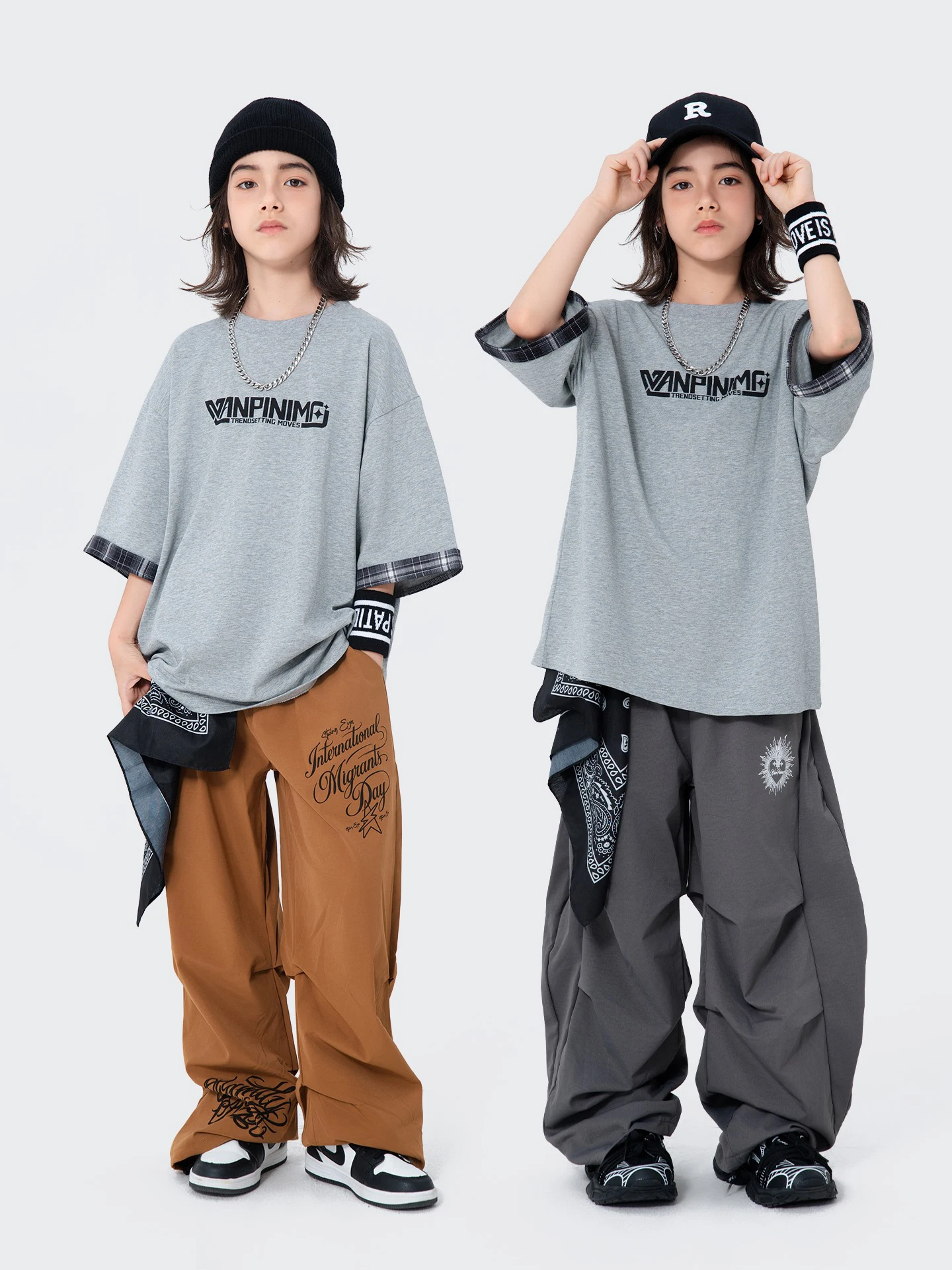 

2025 Hip Hop Dance Costumes For Girls Loose T-Shirt Cargo Pants Streetwear Boys Jazz Modern Dance Performance Clothing DQS19980
