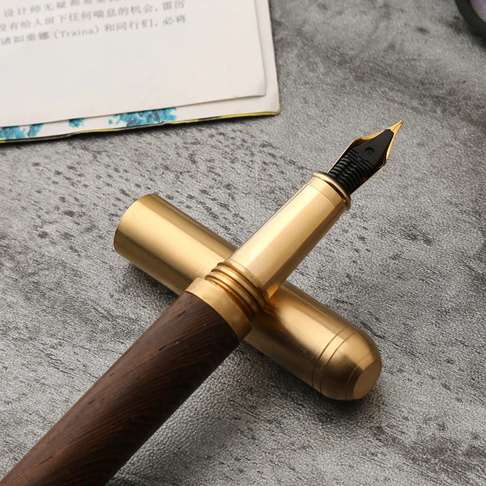 Luxury Brand Wood Fountain Pen 0.5mm Fine Nib Calligraphy Pens Writing Metal Wooden Gifts Stationery Office School Supplies