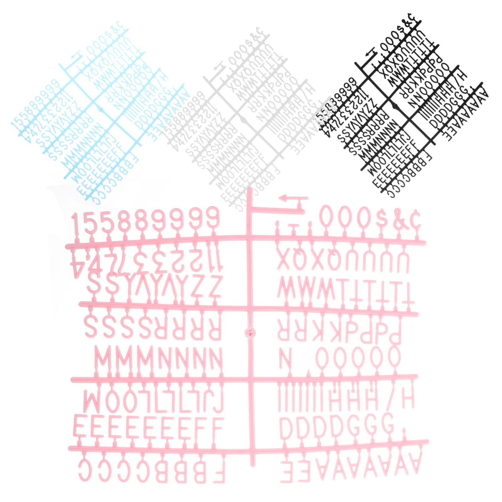

580pcs English Letter Digital Symbol Board Set Simple Plastic Message Board for Home Store Bar (White, Pink, Sky Blue, Black,