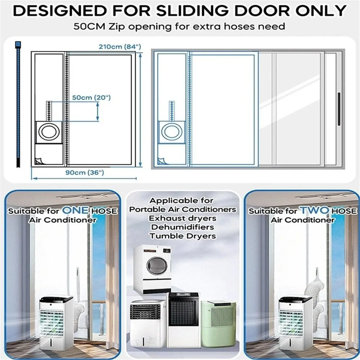 Air Conditioner Window Seal Kit Sliding Door Portable AC Tumble Dryer Quick Easy Installation Tight Air Seal Accessories